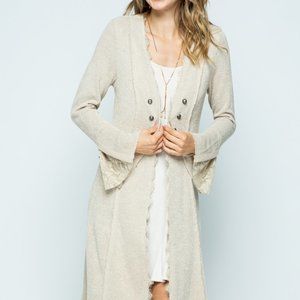 NEW VOCAL CARDIGAN SWEATER wrap natural reg & plus SM-3X bohemian western bell